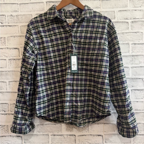NWT! Women’s Alpine Design multi colored plaid button down flannel shirt, Small - Picture 1 of 4